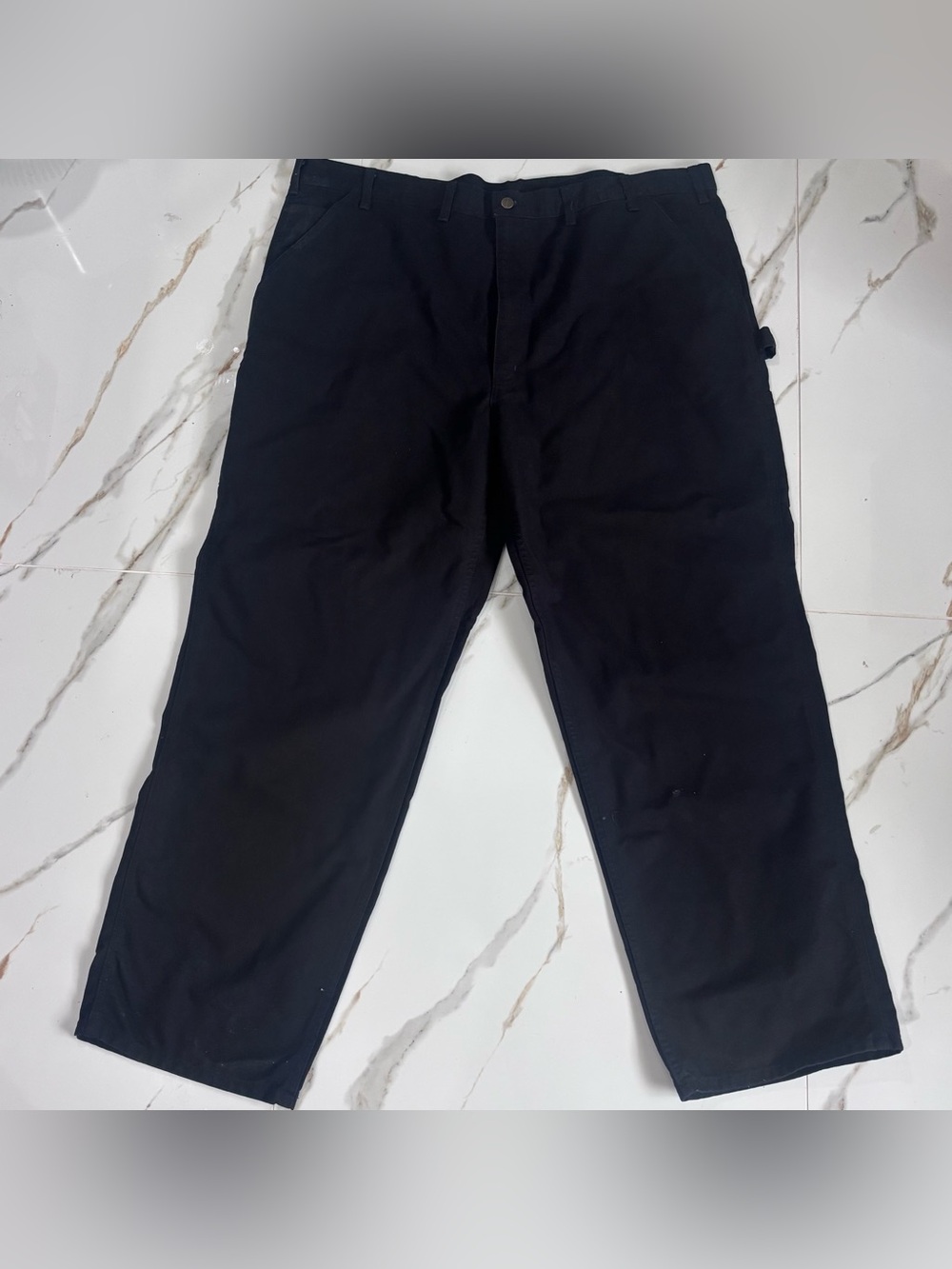 Carhartt Men’s 46x34 Loose Fit Washed Duck Carpenter Work Pants Black B11